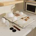 Pearl White 2PCs Large Drying Stone for Kitchen Counter, Stone Dish Drying Mat for Kitchen Counter, Quick Dry Mat with Non-slip Feet