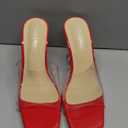 Women's Clear Square Open Toe High Heel Sandals Fashion Slip On Backless Crystal Stiletto Heel Slide Sandals Sexy Wedding Party Prom Dress Shoes 4.5-14 Size (Red)