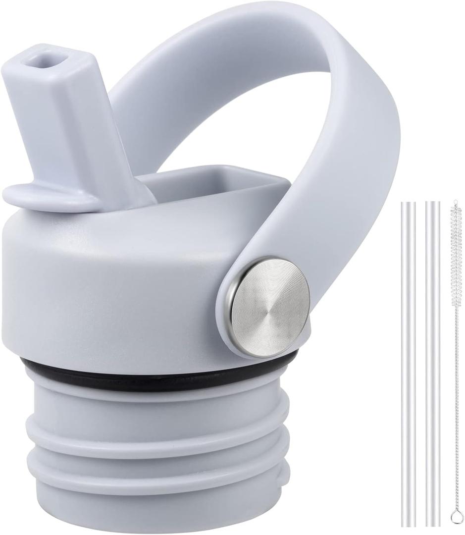 Straw Lid fits Hydro Flask Standard Mouth, 21 24 oz, Sports Flex Cap Water Bottle Accessories Replacement Top (Smoky Gray)