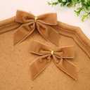 2 x 26 Pcs Gold Small Velvet Bows Decorations Vintage Christmas Ornaments for Christmas Tree Gift Wrapping Wreath Table Fireplace Garland and Xmas Party (Brown)