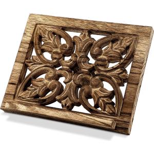 Geelin Wooden Bible Stand 10 x 8 Inch Carved Bible Holder Missal Stand Adjustable Book Display for Reading Folding Religious Prayer Wooden Holy Book Holder