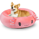 26" Pink Axolotl Pet Bed, Calming Dog & Cat Plush Bed, Fulffy Comfy Padded Cat Mat Plush Pet Bed, Non-Slip Bottom, Soft Washable Sleeping Dog Cot for Medium Small Dogs Cat Puppy Kitty