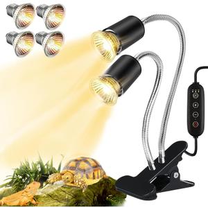 Turtle Heat Lamp for Reptile,UVA Light for Turtle,Bearded Dragon Basking Light Bulbs,Dimmable 360Gooseneck Heating Lamp,with E26 Bulb (25W*250W*2)
