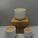 Docrin Plant Pots Indoor with Drainage: 6.4+5.3+4 Inch Ceramic Flower Pots for Plants - Set of 3 Modern Decorative Planters for House/Office/Gift - White Honeycomb