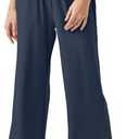 30" Inseam Womens Wide Leg Sweatpants Petite High Waist Summer Pants UPF50 Lightweight Beach with Pocket Split Leg (L)