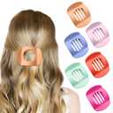 2 x 6Pcs Flat Hair Clips for Women,Volume Flat Top Rainbow Colorful Clip for Thick or Thin Hair,Picura Large Hair Claw Clips Strong Hold No Slip Hair Barrettes (Bight Colorful Style)