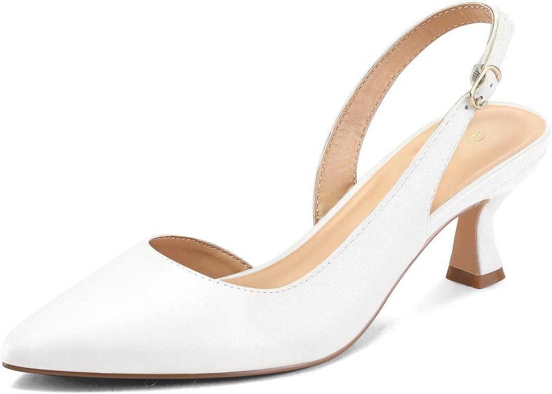 Mysoft Women's Pumps Slingback Kitten Heels Pointed Toe Sexy Wedding Party Dress Pump Shoes, Size: 8.5