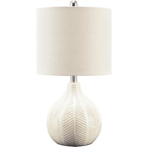 Signature Design by Ashley Rainermen 20" Modern Herringbone Ceramic Table Lamp, Off White