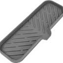 Silicone Bathroom Soap Dishes with Drain Spout-Bathroom and Kitchen Sink Organizer,Sponge Holder,Dish Soap Tray,Perfect for Dispenser,Scrubber,Bottle,Cup on Sink or Counter-Grey 12"×4"