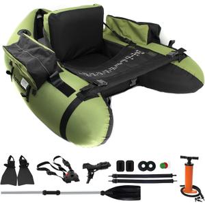 Fishing Float Tube with Adjustable Backpack Straps, Storage Pockets, Fish Ruler, Fly Fishing Boat with Pump, Oar, Rod Holder and Mount, Fins, 350LBS Load Bearing Capacity, FT003, Large