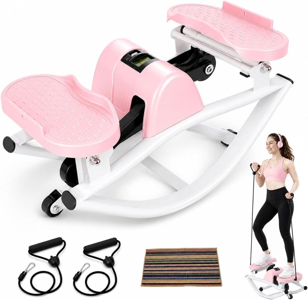Rock Stepper Side to Side Portable Lateral Rocking Stepper with Digital Display and Non-Slip Mat Mini Steppers for Exercise at Home