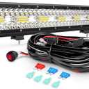 Nilight ZH409 20 Inch 420W Triple Row Flood Spot Combo 42000LM LED Light Bar with Heavy Duty Off-Road Wiring Harness, Color: White with Harness
