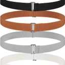 SATINIOR 2/3/4 Pack Women Elastic Stretch Belt Invisible Sweater Tuck Belts with Flat Buckle for Jeans Pants Dresses (Black White Grey Brown)