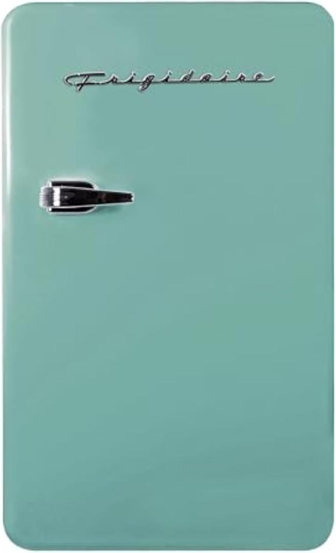 Frigidaire Retro Compact Refrigerator with Chiller, 3.2 cu ft Countertop Fridge, Built-In Bottle Opener, Rounded Corners, Premium, for Office, Bedroom, Dorm Room, Cabin, 18.5D x 20W x 31.5H (Mint)