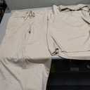 Women’s Beige Two Piece Lounge Set, Short Sleeve Collared Top and Drawstring Wide Leg Pants Casual Outfit, Size Small