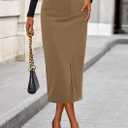 PRETTYGARDEN Corduroy Skirt Women Fall Fashion 2026 High Waisted Pencil Midi Skirts Business Casual Work Office Winter Outfit (Brown)