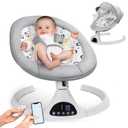 Electric Baby Swing for Infants to Toddler Portable Babies Swing Timing Function 5 Swing Speeds Bluetooth Touch Screen Music Speaker with 10 Preset Lullabies 5-Point Carabiner Gray 