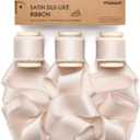 Vitalizart Silk Satin Ribbon 1 Inch x 15 Yard Wooden Spool Light Nude Handmade Frayed Ribbon for Gift Wrapping Baby Shower Wedding Bridal Bouquets Holiday Decor 3 Rolls x 5 Yard