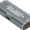HDMI Repeater 4K 60Hz hdmi 2.0 Signal Booster Amplifier Extender with Power Required for TV/Laptop/PS4/DVD, Plug & Play