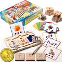 CVC Word Magic: Montessori Reading Game for Kindergarten Phonics Mastery, Learn to Read & Write 50 Sight Words for Toddlers 2-4 Years, Montessori Toy for 2+ Year Old, Letter Tracing Tiles, Flash Cards