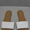 FITORY Women's Slide Sandals Fashion Square Open Toe with Cushioned Footbed Slippers for Beach Size (7, White)