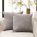 HPUK Geo Cut Velvet Throw Pillow Covers Pack of 2, 18x18 Inch Accent Cushion Covers for Living Room, Bedroom, Decorative Pillow Covers for Couch, Sofa, Chair, Gray