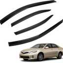 MXSAG 4pcs JDM 3D Wavy MU Style Window Visors Compatible with 2007-2011 Toyota Camry, Front+Rear Left+Right Outside Mount Type Dark Smoke Tint Tape-On Side Sun Rain Guards Set of 4