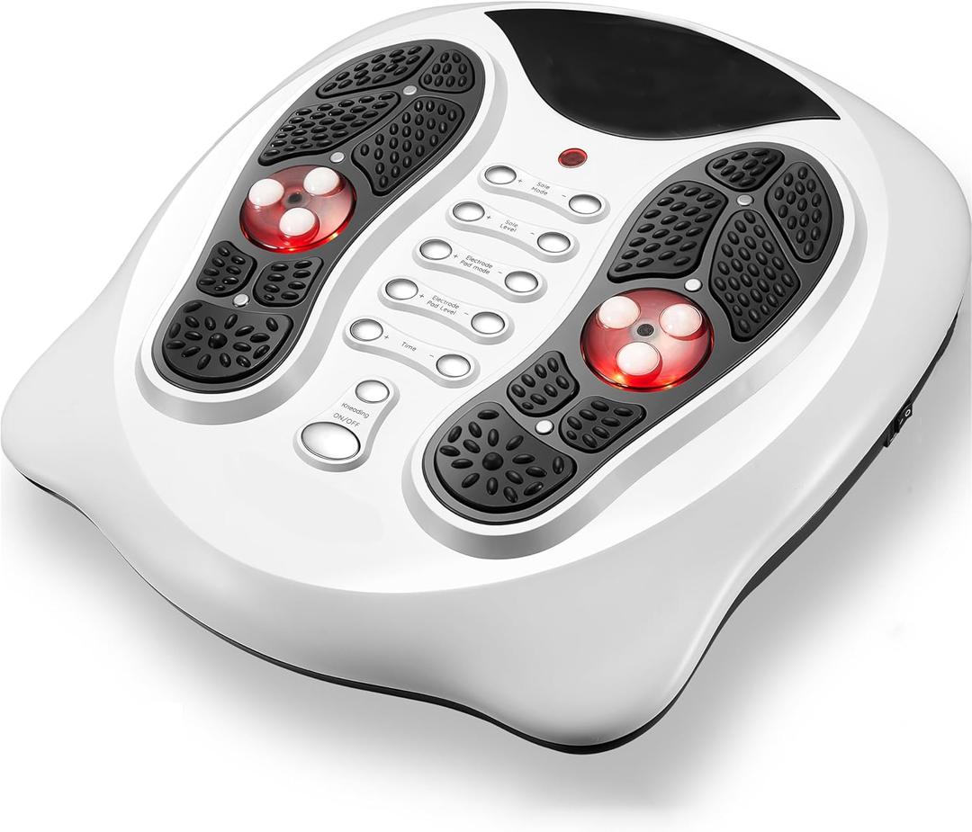 FIT KING Neuropathy Pain Relief for Feet Massager, EMS Foot Massager for Neuropathy with TENS Pads, Foot Circulation Stimulator for Plantar Fasciitis, Diabetes Feet Pain Relief (White)