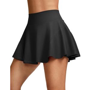 SANTINY Pleated Tennis Skirts for Women with Pockets Women's High Waisted Running Workout Athletic Golf Skorts Skirts (X-Large, Black)