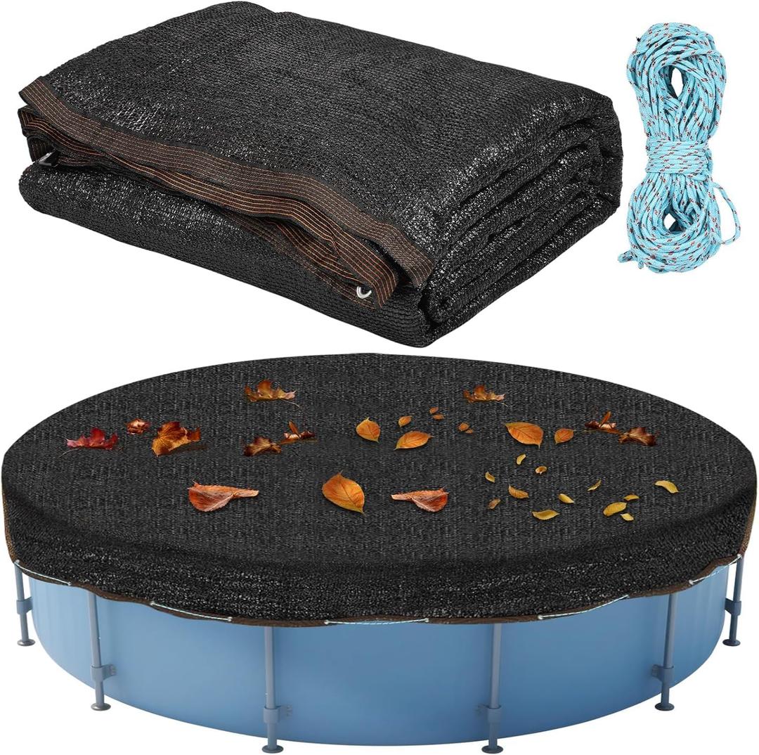 33ft Leaf Net Cover for Above Ground Pool - Winter Cover Mesh Cover with 100FT String33ft Mesh Swimming Pool Cover, Pool Safety Net Fit 24-33Ft Round Above Ground Pool, 35.6 X 35.6 Ft Square Net