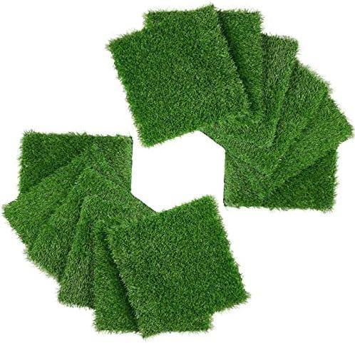 XLX TURF Sqaure Artificial Grass Placemats 12 x 12 Inch Green Grass Table Centerpiece Golf Themed Party Decorations, DIY Crafts, 12 Pack