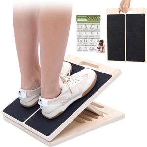 Slant Board for Calf Stretching, 5 Angle Portable Adjustable Calf Wooden Stretch Board with Training Poster, 300lb Weight Capacity for Ankle Heel Feet Leg Knees Physical Therapy Equipment