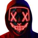 Poptrend Halloween Mask LED Light up Mask for Festival Cosplay Halloween Costume Masquerade Parties,Carnival,Gifts (Black)