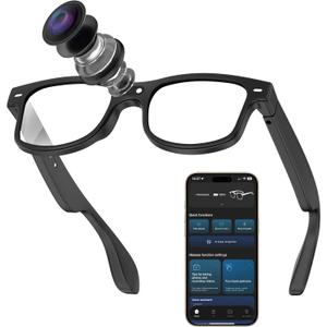 CJkao Smart AI Glasses With Camera for Men, HD Camera Video Recording, Voice Assistant Control, bluetooth music Glasses for Teenager(G3-White)