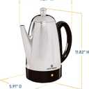 West Bend Electric Percolator Classic Style Coffee Maker with Heat Resistant Handle Base and Detachable Cord with Stainless Steel Stem and Basket, 12-Cup, Silver