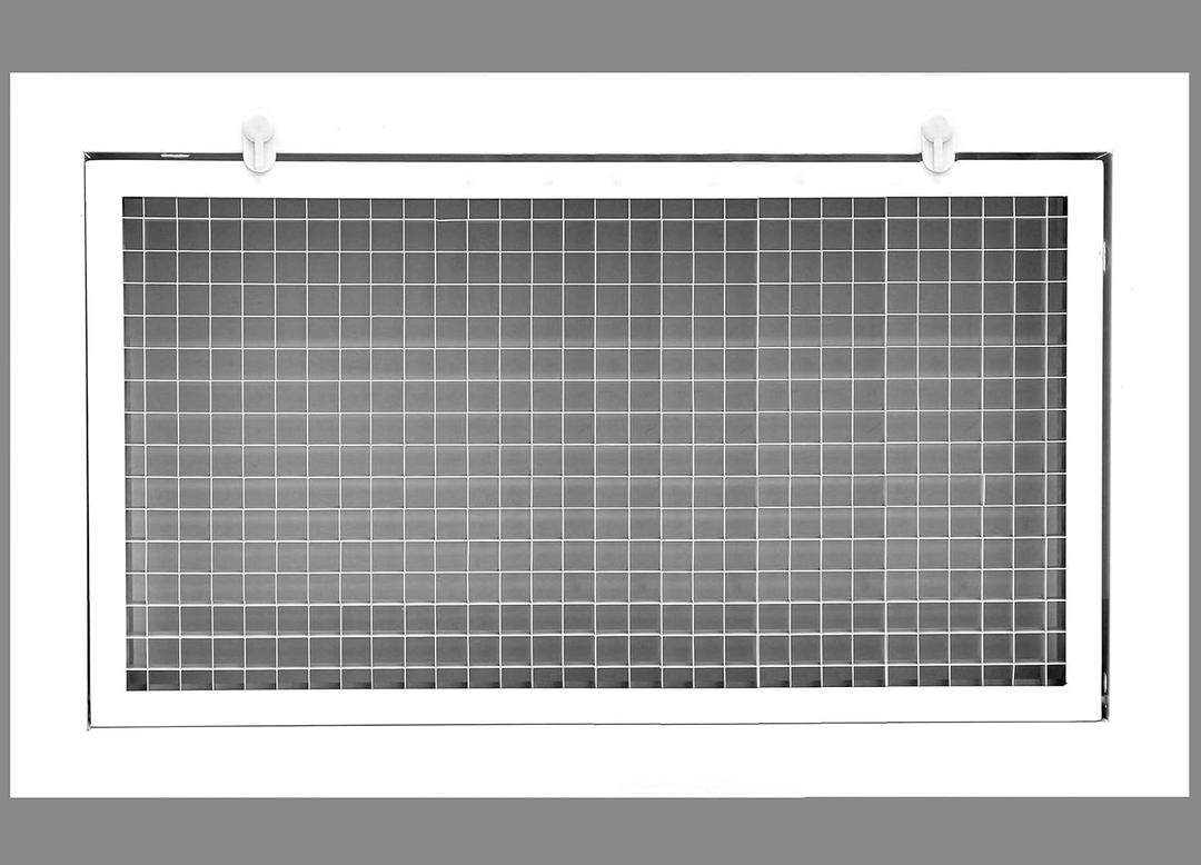 HVAC Premium 12'' x 6'' Cube Core Eggcrate Return Air Filter Grille for 1'' Filter - Aluminum - White [Outer Dimensions: 14.5'' x 8.5]