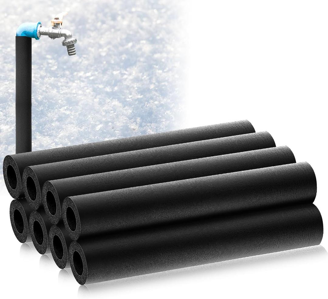Pangda 8 Pcs 1 ft 1 Inch ID Foam Pipe Insulation Tubing, Black Pool Noodle, Black Foam Tube Cover for Ac Line Set, HVAC Insulation, Water Line Protection, Gym Handle Padding