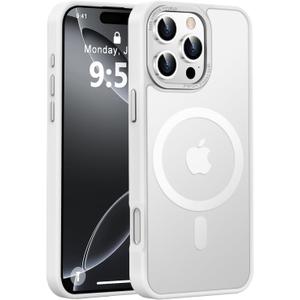 Newfuture Designed for iPhone 16 Pro Case with Magnetic [13 FT Military Drop Protection] [Compatible with Magsafe] Slim Translucent Matte Shockproof with Anti-Fingerprint Phone Case,Frosted White