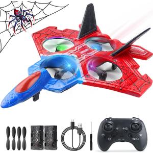 Remote Control Airplane for Kids - Spider Stunt Drone, 2.4GHZ RC Drone Toys One Key Takeoff/Return, 360 Flip Fighter Jet Toy, Indoor Flying Toy, Outdoor RC Plane for Kids & Adults