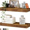 QEEIG Bathroom Floating Shelves for Wall - 15.7" Wall Mounted Shelf Over Toilet Farmhouse Home Decor Display Bookshelf Small 15.7 x 6.7 Inch Set of 2, Rustic Brown (008-40BN)