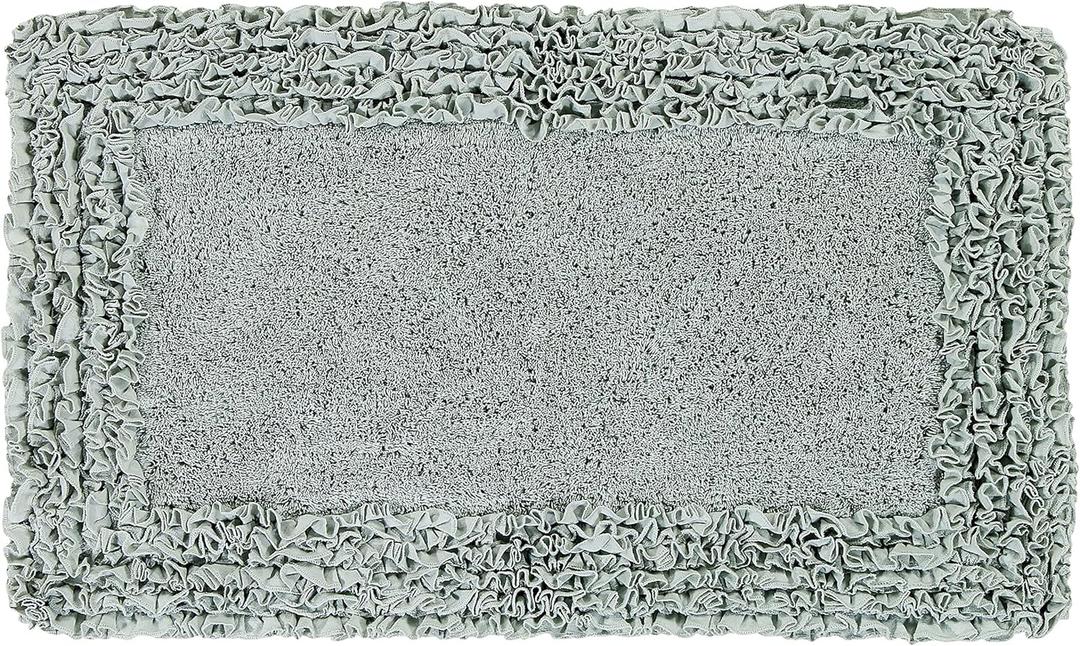 Better Trends Bathmat 100% Cotton Non-Slip Washable Rug Soft Tufted 24" x 40" Bath Mat Water Absorbent for Bathroom Floor Decor, Tub, Bedroom Kitchen Rugs Sage Shaggy Border Collection