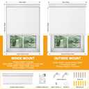 Cordless Blackout Roller Shades for Windows & Doors, Free-Stop Shades with Valance, UV Protection, Thermal Insulated Window Blinds for Home, Bedroom, Office, White, 48" W x 72" H