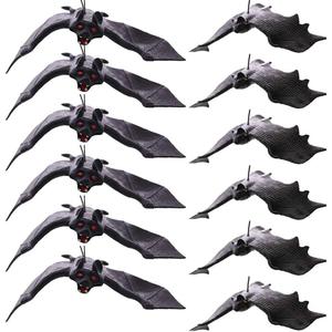BigOtters 12pcs Halloween Hanging Fake Bats, Halloween Decorations Rubber Vampire Bats Wall Decor for Haunted House Party