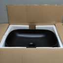 BoomHoze Black Vessel Sink Rectangle, 18"x13" Above Counter Porcelain Ceramic Bathroom Vessel Sink With Faucet and Drain Combo