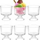 BSTKEY 6PCS Set 10 oz Glass Dessert Bowls/Cups, Cute Footed Dessert Bowls for Ice Cream Trifle Fruit Pudding Snack Salad Condiment Sundae Cocktail Drinks Party