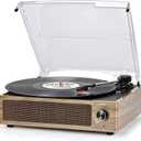 Vinyl Record Player with Speakers Vintage Turntable Vinyl's Records Belt-Driven Turntables Support 3-Speed Wireless Playback Headphone AUX RCA Line LP Vinyl Players for Sound Enjoyment Retro Wood Cyan