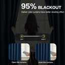 KEQIAOSUOCAI Navy Blackout Curtains 72 Wide x 90 inch Long 2 Panels - Thermal Insulated Room Divider Curtains for Bedroom/Living Room/Patio, Wide Width Pinch Pleated Curtain Panel with Hooks