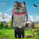 Owl Decoys to Scare Birds Squirrels Away, Rotatable Head Plastic Bird Deterrent, Waterproof Garden Owls Statue for Patio Yard Farm Protection Against Birds, Squirrels, Rabbits, Raccoons