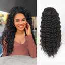 QGZ Ponytail Extension Drawstring Ponytail for Black Women 22 Inch Synthetic Long Curly Fluffy Pony Tails Hair Extensions for Daily Use (Black)