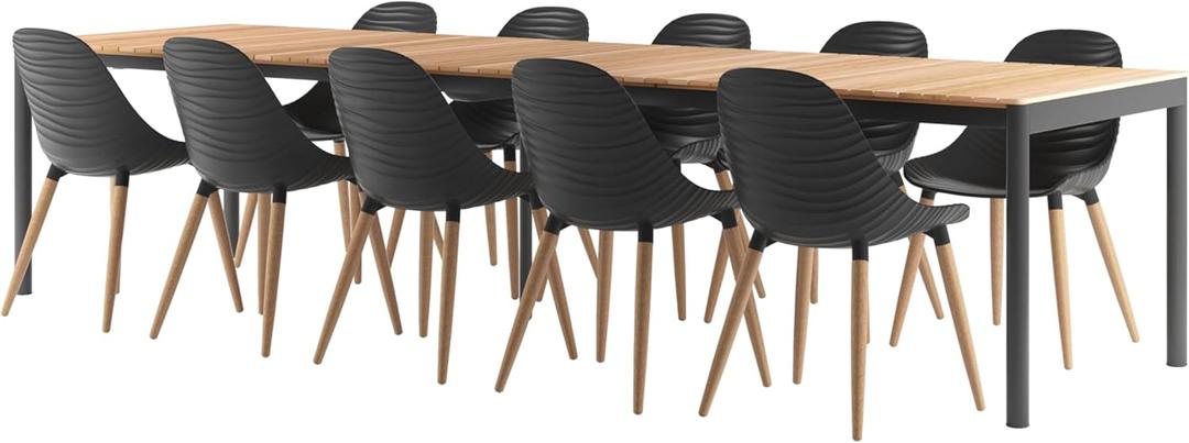 Amazonia Tusk Lore 11-Piece Dining Set |Certified Teak |Ideal for Outdoors